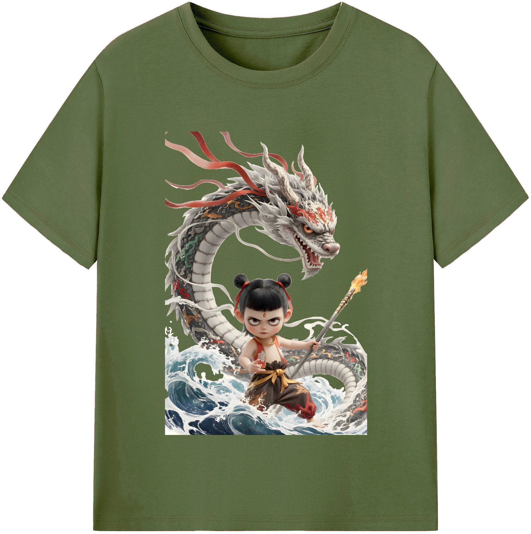 （画像用） Ne Zha 2 ナタ 魔童の大暴れ 綿100％半袖Tシャツ（フロントプリント）